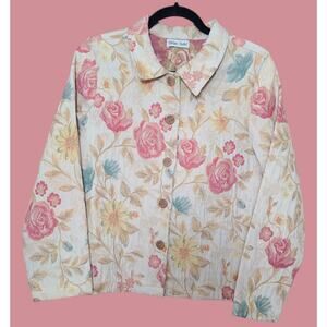Women's Chelsea Studio Floral Tapestry Twill Jacket Blazer Buttons SZ Med/LG